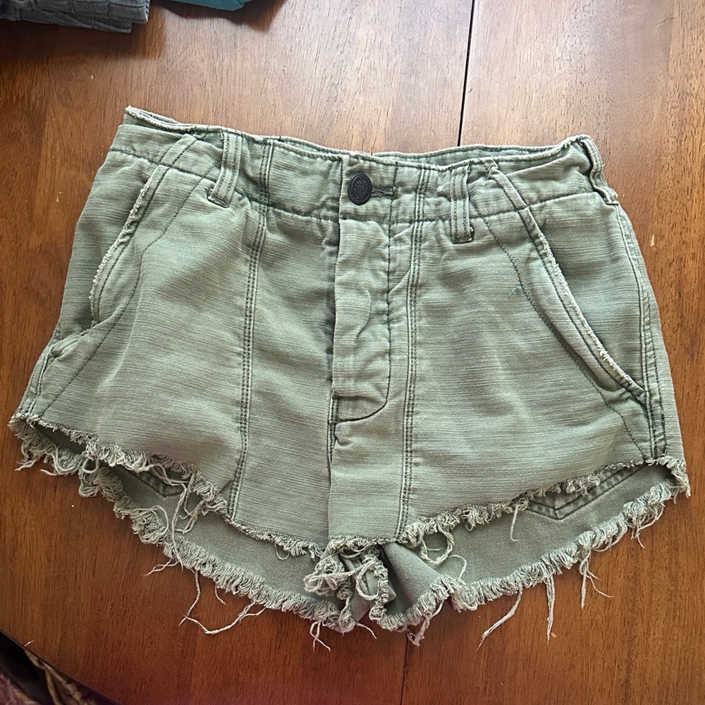Olive Green Distressed Women Shorts free people